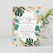 Tropical Floral & Botanical Plants Bat Mitzvah 招待状 (スタンド正面)