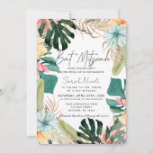 Tropical Floral & Botanical Plants Bat Mitzvah 招待状 (正面)