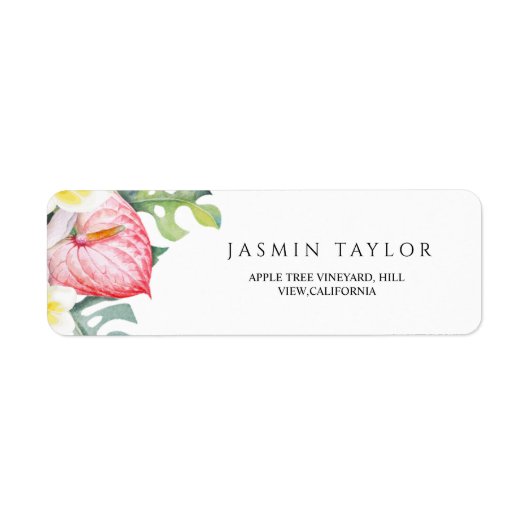 Tropical Floral Botanical Summer Wedding  ラベル (正面)