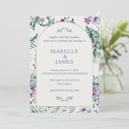 Tropical Floral Botanical Wedding Personalized 招待状 (スタンド正面)