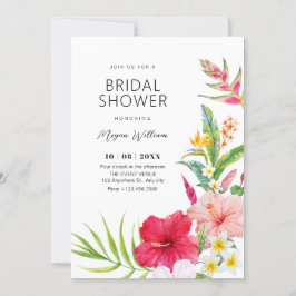 Tropical floral bridal shower 招待状