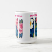 Tropical Floral Brush effect コーヒーマグカップ (中央)