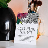 Tropical Floral Coloring Night Invitation 招待状