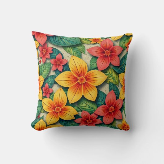 tropical floral design クッション (正面)