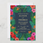 Tropical Floral Design | Hibiscus & Greenery 招待状 (正面)
