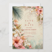 Tropical Floral Destination Wedding セーブザデート (正面)
