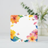 Tropical Floral Frame Watercolor PNG Background 招待状 (スタンド正面)