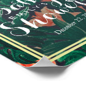 Tropical Floral Gold Frame Baby Shower Welcome ポスター (角)