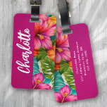 Tropical Floral Hibiscus Monogram ラゲッジタグ<br><div class="desc">Travel in style with this modern design</div>