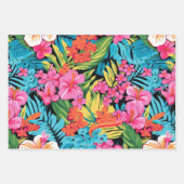 Tropical Floral Hibiscus Plumeria Pattern Design ラッピングペーパーシート (正面)