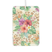Tropical Floral Leopard Print Pattern カーエアーフレッシュナー (正面)
