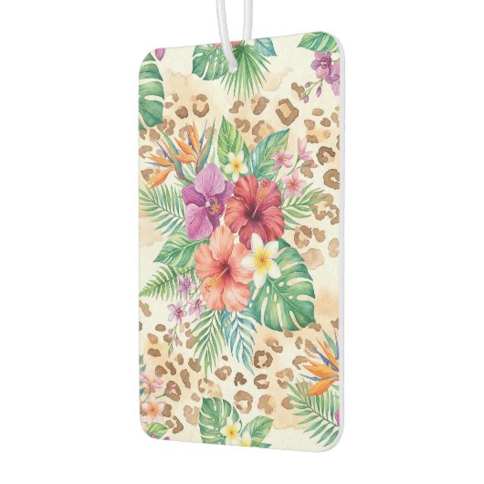 Tropical Floral Leopard Print Pattern カーエアーフレッシュナー (左)