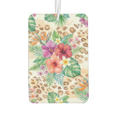 Tropical Floral Leopard Print Pattern カーエアーフレッシュナー (裏面)