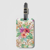 Tropical Floral Leopard Print Pattern ラゲッジタグ (正面縦)