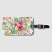 Tropical Floral Leopard Print Pattern ラゲッジタグ (正面横)