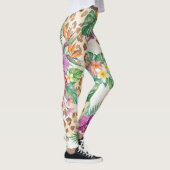 Tropical Floral Leopard Print Pattern レギンス (右)
