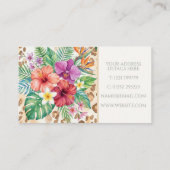 Tropical Floral Leopard Print Pattern 名刺 (裏面)