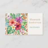 Tropical Floral Leopard Print Pattern 名刺 (正面)