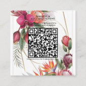 Tropical Floral Paradise Botanical Gold Details スクエア名刺 (裏面)