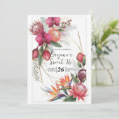 Tropical Floral Paradise Botanical Gold Sweet 16 招待状 (スタンド正面)