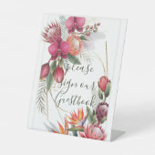 Tropical Floral Paradise Botanical Gold Wedding  台座サイン (正面)