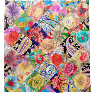 Tropical Floral Pattern シャワーカーテン