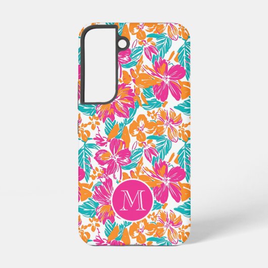 Tropical Floral Pattern Phone Case (Name) Samsung Galaxyケース (裏面)