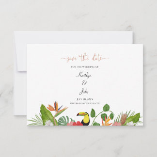 Tropical Floral Save the Date Card サンキューカード