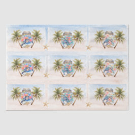 Tropical Floral Sea Turtles in a Jar Decoupage  薄葉紙