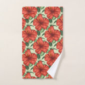 Tropical floral seamless pattern red flowers バスタオルセット (ハンドタオル)