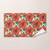 Tropical floral seamless pattern red flowers バスタオルセット (ハンドタオル)
