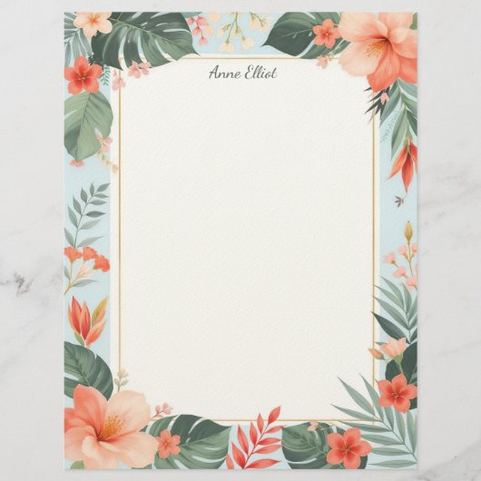 Tropical Floral Stationery Paper レターヘッド (正面)