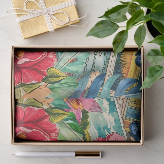 Tropical Floral Sun Face Decoupage 薄葉紙 (ギフト)