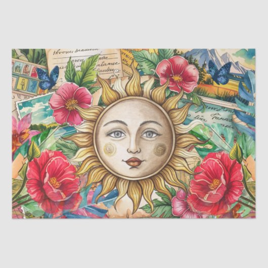 Tropical Floral Sun Face Decoupage 薄葉紙 (正面)