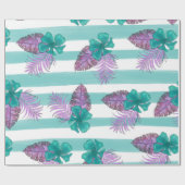 Tropical Floral Umbrella ラッピングペーパー (フラット)