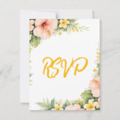 Tropical Floral Wedding Blush Hibiscus Garden 出欠カード (正面)
