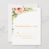 Tropical Floral Wedding Blush Hibiscus Garden 出欠カード (裏面)