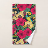 Tropical Florals and Hummingbird - Summer Botanica バスタオルセット (ハンドタオル)