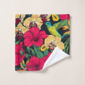 Tropical Florals and Hummingbird - Summer Botanica バスタオルセット (ウォッシュタオル)