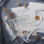 tropical florals protea beach qr code wedding 招待状