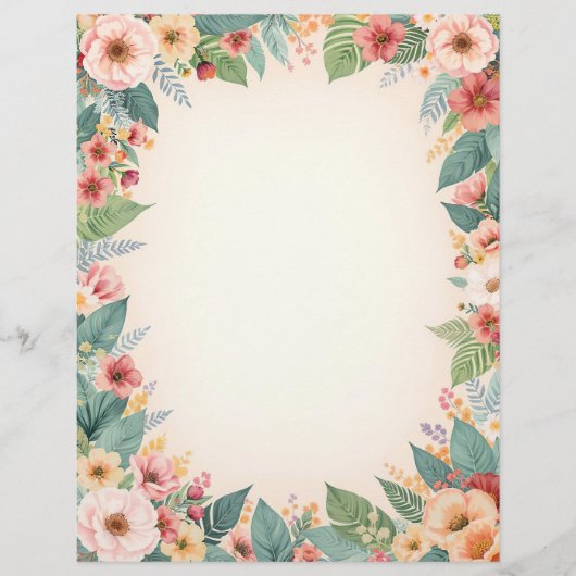 Tropical Flower Border Stationery Paper レターヘッド (正面)