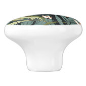 Tropical Flower Chinoiserie Asian Dusty Teal Print セラミックノブ (側面)