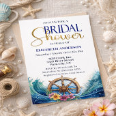 Tropical Flower Sailing Wheel Bridal Shower 招待状