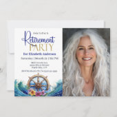 Tropical Flower Sailing Wheel Retirement Party 招待状 (正面)