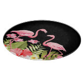 Tropical Flowers And Flamingos カッティングボード (角)