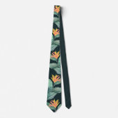 Tropical Flowers and Leaves on Dark Teal Green ネクタイ (正面)