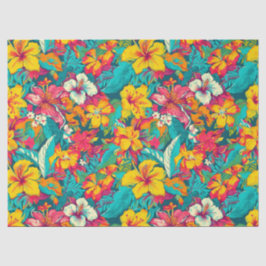 Tropical Flowers and Leaves Pattern 薄葉紙