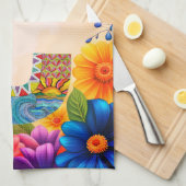 Tropical Flowers Monogram C Kitchen Towel キッチンタオル (四つ折り)