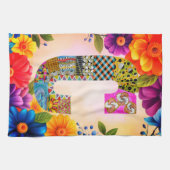 Tropical Flowers Monogram C Kitchen Towel キッチンタオル (横)