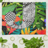 Tropical Flowers Monogram J Kitchen Towel キッチンタオル (折り畳み)